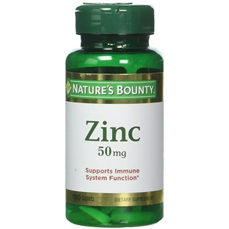 (2 pack) Nature's Bounty Zinc Caplets, 50 Mg, 100 (Best Zinc Supplement For Kids)