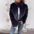 thumbnail image 3 of Yigetop Faux Fur Jacket Women Women's Fashion Cropped Faux Jacket Shaggy Warm Open Front Cardigan Coat Casual Long Sleeve Outerwear Fuzzy Jackets for Women Black L, 3 of 6