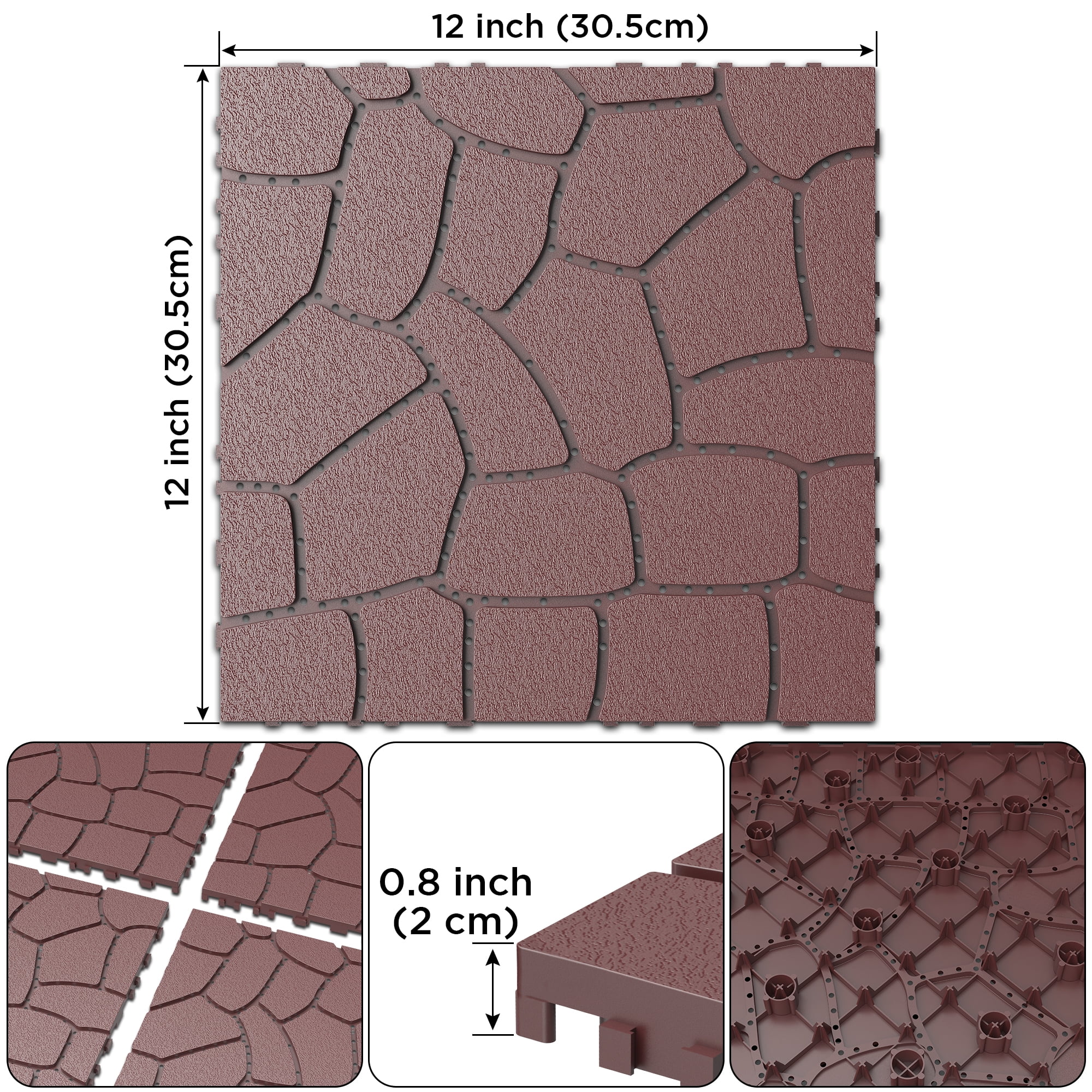 Prilinex 44 PCS Plastic Deck Tiles Outdoor Interlocking Patio