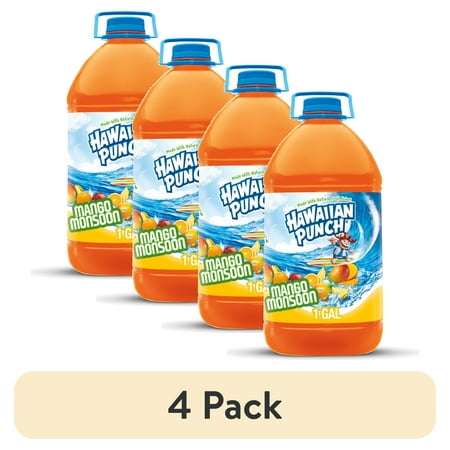 (4 pack) Hawaiian Punch Mango Monsoon Juice, 1 Gal, Bottle