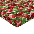 thumbnail image 2 of Fruits Fitted Sheet, Red Apples and Green Leaves Organic Food Garden Harvest Eating Clean Theme, Decorative Soft Bedding All-round Elastic Pocket, Full Size, White Green and Red, by Ambesonne, 2 of 3