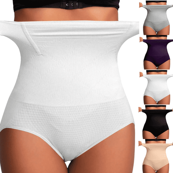 Thong Shapewear Tummy Control Underwear for Women Seamless Body Shaper Panties,White 2XL