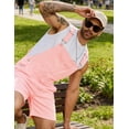 thumbnail image 5 of Denim Overalls for Men Jean Shorts Jumpsuit Work Bibs Coveralls with Zipper(Pink,S), 5 of 8