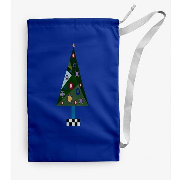 Simply Daisy Crazy Christmas 18 x 29 in Blue Laundry Bag