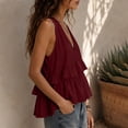 thumbnail image 6 of Womens Cotton Linen Tank Top Sleeveless V Neck Babydoll Peplum Blouse Loose Fit Ruffle Hem Flowy Summer Tops, 2026 New Limited-time Off, 6 of 7