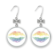 thumbnail image 1 of Lips Kiss Lgbt Rainbow Wordcloud Bow Earrings Drop Stud Pierced Hook, 1 of 3
