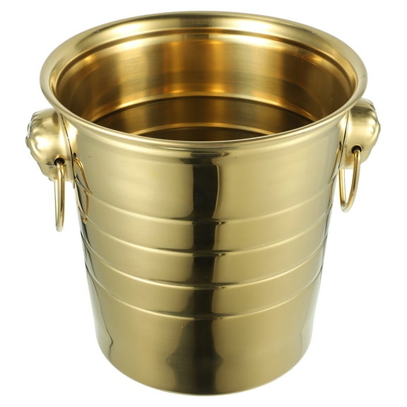 HOMOBABE Golden Round Ice Bucket for Cocktail Bar, Scratch Resistant Stainless Steel, 11.4 x 7.3 x 7.1 inches