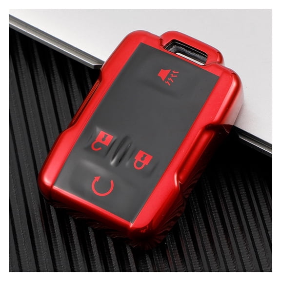 SUGUANGHUI key fob cover case with Metal buckle,Soft TPU key Shell/skin,4-Buttons Key Vehicle Accessories(Red)