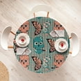 thumbnail image 4 of Ambesonne Skulls Fitted Round Tablecloth, Butterflies Retro Gingham, 40"- 44" Diameter, Salmon Teal Pink, 4 of 5