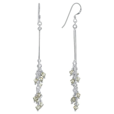 Gray Gemstone Earrings - Gem Avenue 925 Sterling Silver Gray Color Crystal Dangle Earrings