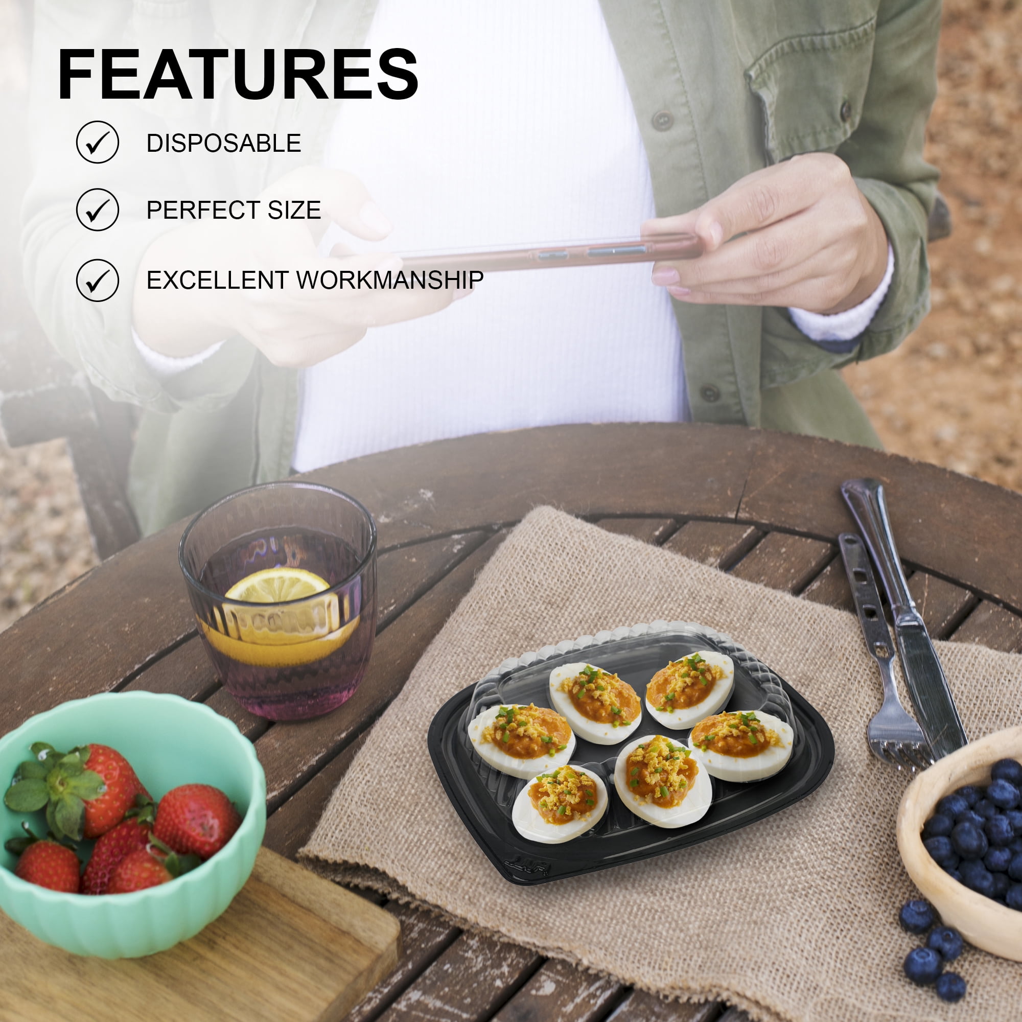 MT Products Plastic Deviled Egg Tray with Lid for 6 Eggs - Pack of 408
