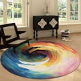 thumbnail image 3 of Round Area Rugs for Living Room 5x5ft Abstract Oil Painting Vortex Washable Low Pile Circle Rugs, Non Slip Floor Carpet for Bedroom, Dining Room, Home Office, 3 of 7