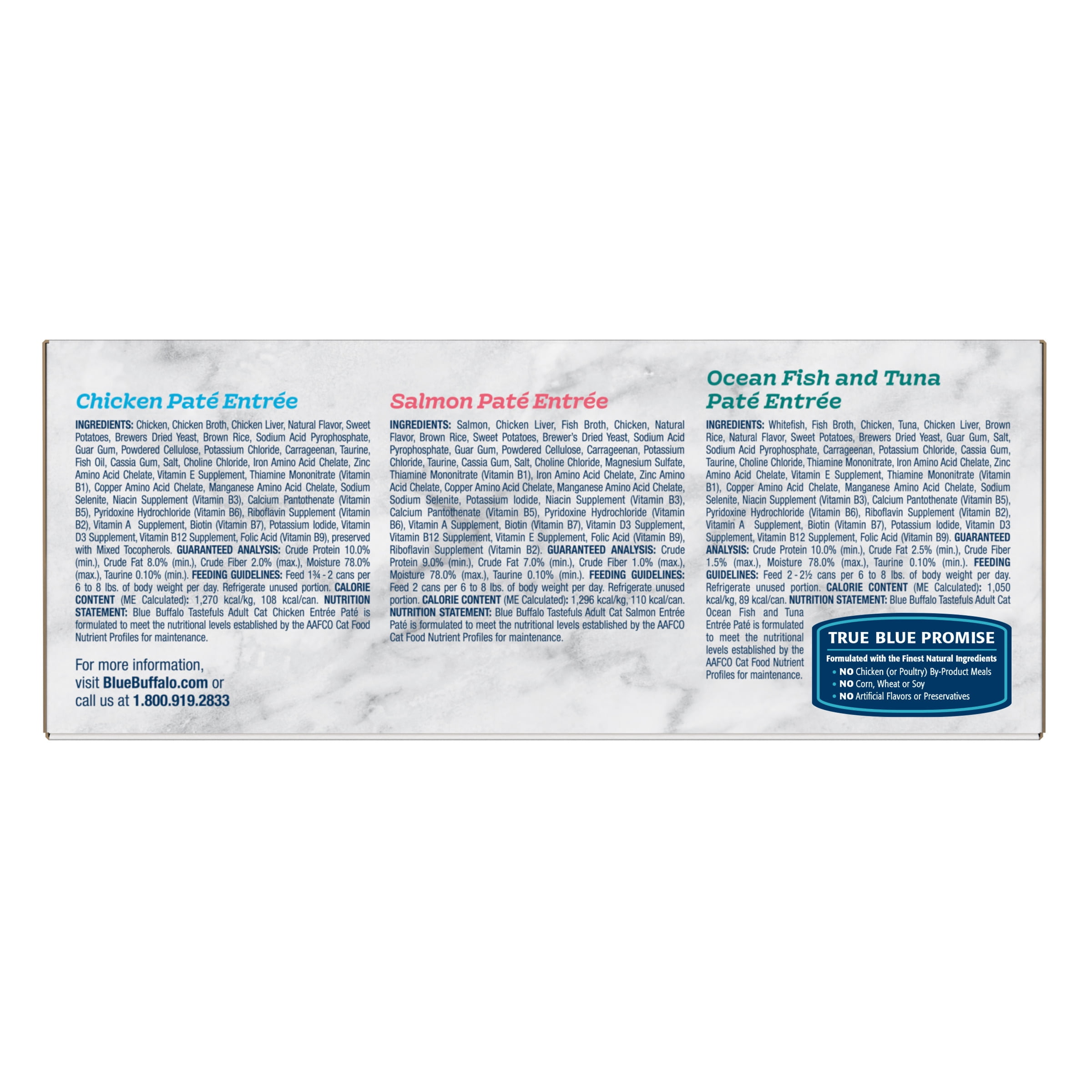 (2 pack) Blue Buffalo Tastefuls Natural Pate Wet Cat Food Variety Pack, Salmon, Chicken, Ocean Fish & Tuna Entrées 3-oz Cans (12 Count - 4 of Each Flavor)