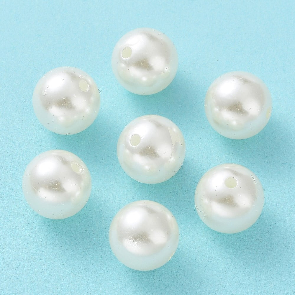 Imitated Pearl Acrylic Beads Round Creamy White 14mm Hole: 2mm about 370pcs/500g