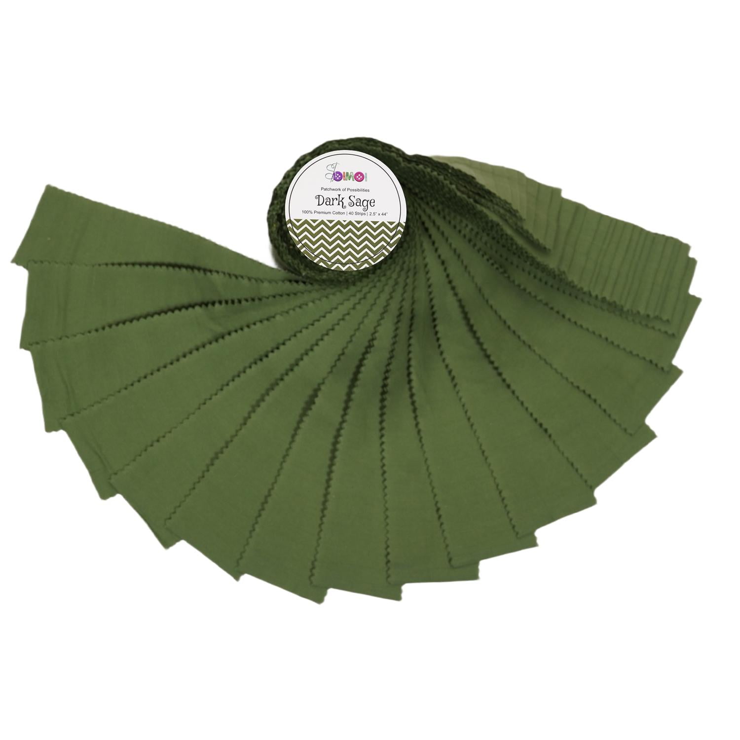 Soimoi Solid Jelly Roll 40 Strip Assorted Bundle, Fabric Strips for Quilting, Crafting, 100% Cotton Fabric Jelly Roll Bundle For Scrapbooking, Precut Quilt Projects, DIY Crafts- Dark Sage