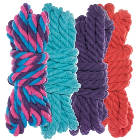 

Twisted 3 Strand Natural Cotton Rope 40 and 100 Foot Kits in 1/4 Inch and 1/2 Inch - Soft Knot Tying Artisan Cord Decorative Crafting - Assorted Colors