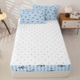 thumbnail image 4 of Manfei Vintage Ribbon Bowknot Zipper Full Size Comforter Sets with Fitted Sheet and 2 Pillowcases,Girls Love Heart Print Blue Grid Zipper Bedding Set,4pcs,Reversible, 4 of 6