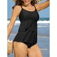 thumbnail image 4 of Charmo Women's Flowy Tankini Tops Ruffle Layered Swimsuit Tops Bulit-in Bra Swimwear Tops Only, 4 of 9
