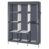 Ktaxon Portable Fabric Wardrobe with Adjustable Shelf Storage Closet with 4 Layers 8 Compartments 49*17*70 in, Gray