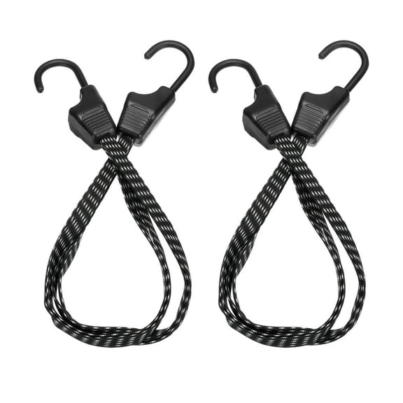 Uxcell 2Pcs Bungee Cord with Hooks 24" Rubber Bungee Cords for Outdoor Camping Straps, Black White