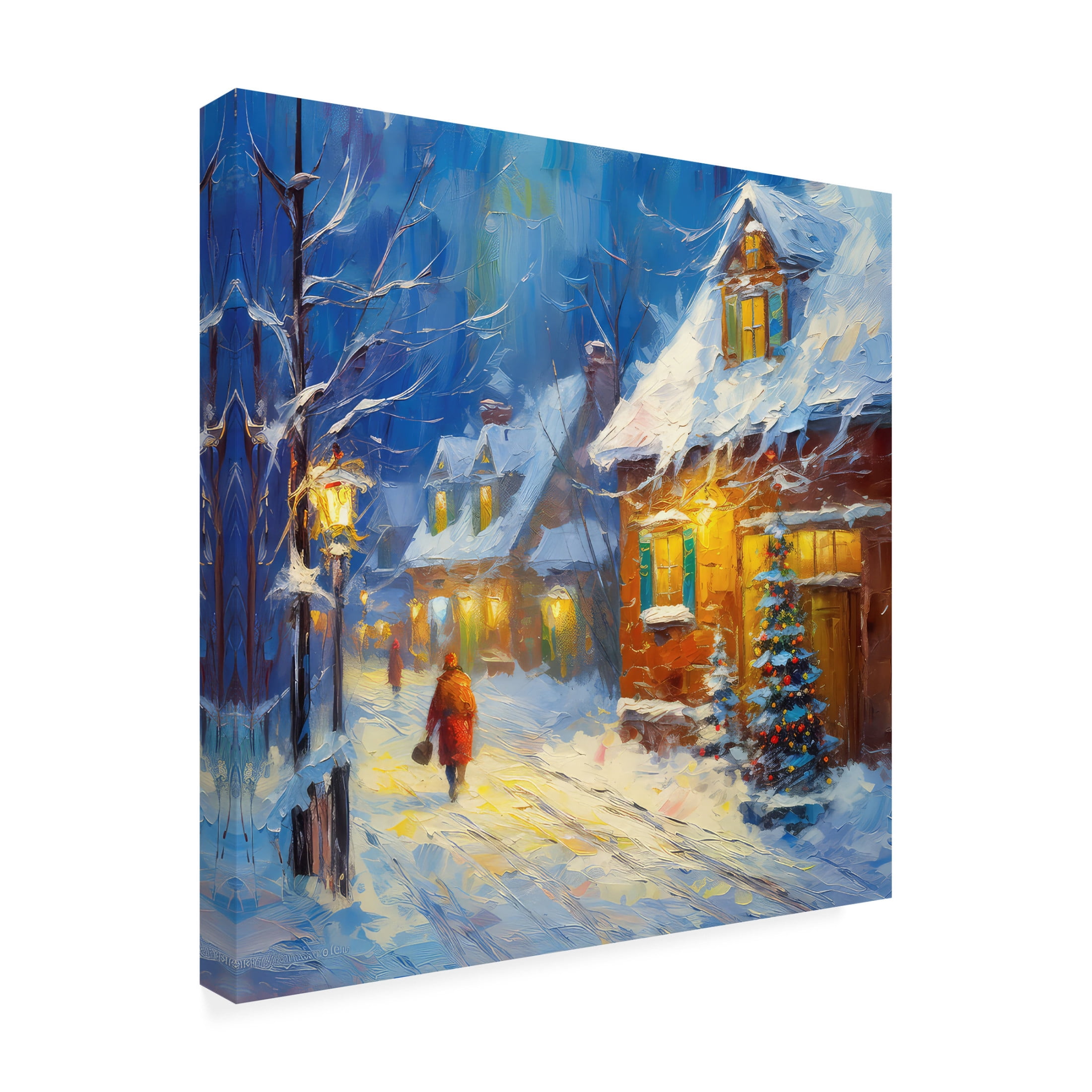 Canvas Wall Art - The Golden Valley 'Warm Glow Of Christmas' Wall Art for Living Room, Bedroom, or Office Décor by Trademark Fine Art - 18 x 18 Inches