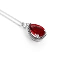 thumbnail image 4 of Galaxy Gold 14K Solid White Gold 20" Necklace with Natural Diamonds and a Pear-Shaped Garnet, 14"-24" Sizes, January Birthstone, Symbol of Passion, 4 of 6