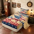 thumbnail image 2 of Manfei Vintage US Flag Stars Twin Sheets, Patriotic 250 Years Print Bedding, Multicolor, Navy Reversible 3pcs (1 Flat Sheet, 1 Fitted Sheet and 1 Pillowcase), 2 of 6