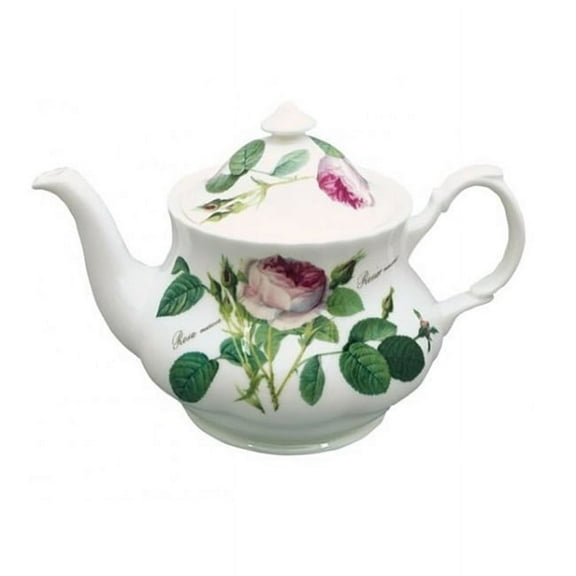 Roy Kirkham Redoute Rose Traditional Ceramic Teapot in White/Green