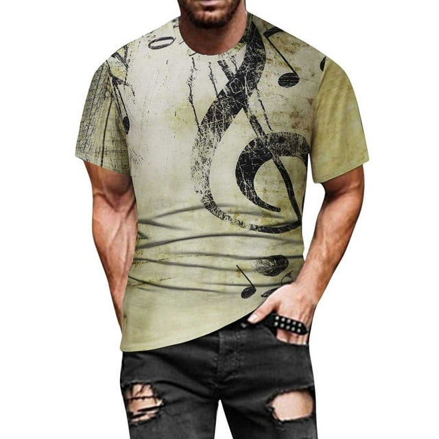 Birdeem Mode de Rue pour Hommes Design Intéressant Imprimé Col Rond Manches Courtes Blouses & Chemises