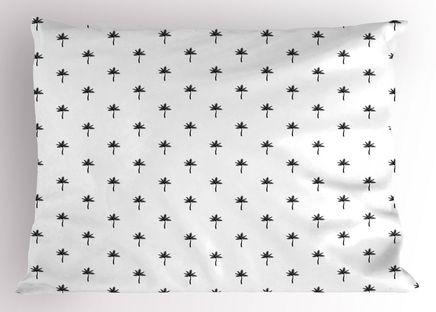 Tropical Pillow Sham, Cute Leafage Pattern in Minimalist Style Tropical