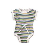 KVPLBQFD Girls Bodysuit Baby Boys Girls Striped Spring Summer Short Sleeve Romper Bodysuit Clothes Striped Baby Spring Romper Toddler Onesies 4t Girls Clothes
