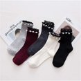 thumbnail image 5 of Calcetines de algodón para mujer calcetines con volantes calcetines de encaje con perlas de color sólido 11 Feliz Sencillez, 5 of 5