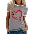 thumbnail image 7 of GERsome Valentines Day Cute Dog Paw Print T-Shirts Love Heart Short Sleeve Shirts Women's Casual Dog Lover Tee Blouse, 7 of 7