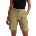 thumbnail image 3 of VBVC Women's High Waist Cargo Bermuda Shorts,Button Fly Utility Hiking Shorts For Women,Ladies Summer Knee Length Workwear Shorts with Pockets,Khaki,S-2XL, 3 of 7