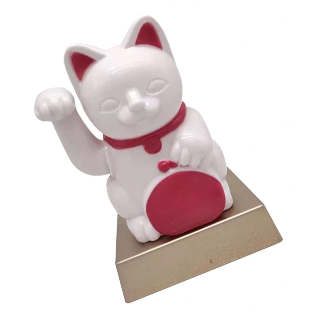 Solar Bobble Maneki Neko Lucky Cat Doll Car Dashboard Home Office Ornament C 