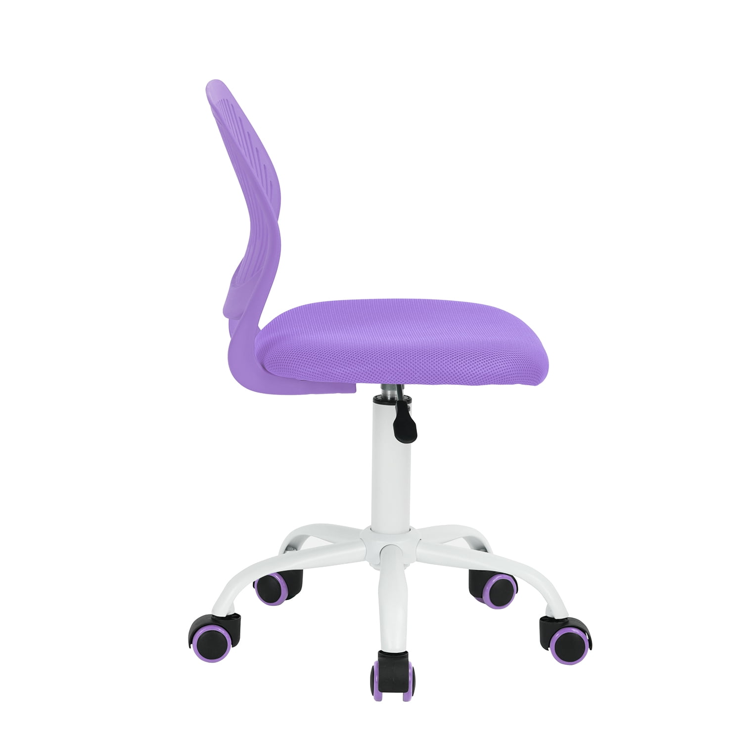 Adjustable Office Chair with Rolling Wheels, Ergonomic Desk Chair Rotating Seat and Comfortable Backrest for Home & Office, Purple