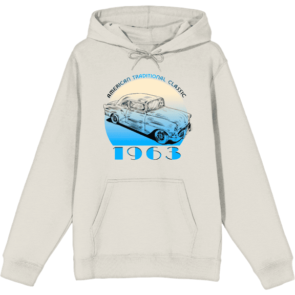 American Traditional 1963 Classic Car Adult Sand Long Sleeve Hoodie-Medium