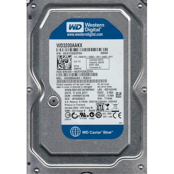 WD3200AAKX-753CA1, DCM HHRNHT2CHN, Western Digital 320GB SATA 3.5 Hard Drive