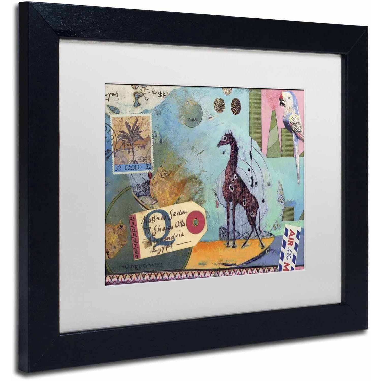Trademark Fine Art 'Giraffe' Canvas Art by Nick Bantock, White Matte, Black Frame