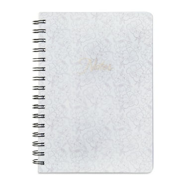Pen+Gear 6" x 8.5" Ruled Journal, White Floral Frosted Cover, 200 Pages