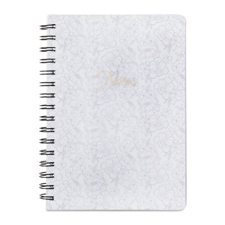 Pen+Gear 6" x 8.5" Ruled Journal, White Floral Frosted Cover, 200 Pages