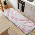 thumbnail image 5 of Gray Pink Baseball Stitches Pattern Kitchen Rug Mat,Kitchen Runner Rugs Non Skid Washable,Decorative Kitchen Floor Mats for Kitchen,Sink,Laundry,17"x47.2", 5 of 7