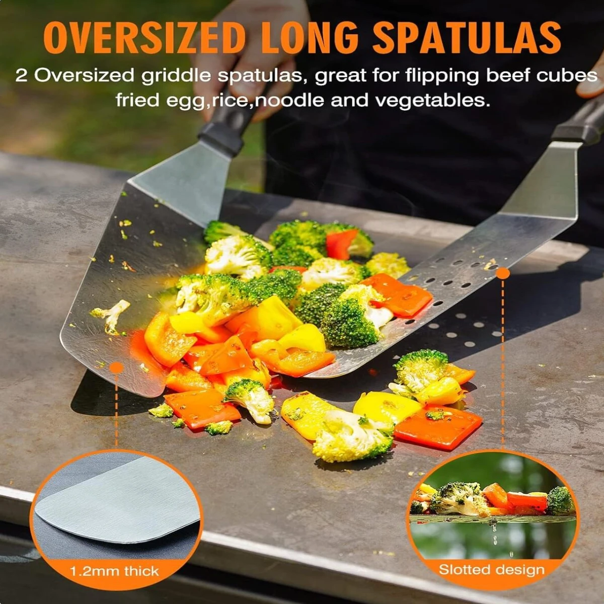 13 PCS Griddle Accessories Kit, Flat Top Grill Accessories Set for Blackstone and Camp Chef, Professional Grill Spatula Set with Melting Dome, Burger Press for Outdoor BBQ Cooking