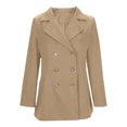thumbnail image 6 of YueHuiYing Women's Fashionable And Casual Mid Length Double Breasted Suit With Shoulder Pads Long Sleeved Slim Cardigan Lapel Suit Jacket, 6 of 7