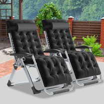 FICISOG Zero Gravity Chairs 2 Pack, Lounge Chair with Removable Cushion & Tray for Indoor and Outdoor, Ergonomic Patio Recliner, Folding Reclining Chair Set of 9 for Adults, Black