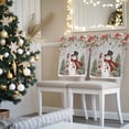 thumbnail image 3 of Christmas Snowman Chair Covers Set of 1 Xmas Tree Poinsettia Balls Winter Snowflake Gray Chair Back Covers Stretch Removable Washable Slipcovers Protector for Dining Room Kitchen Party Decor, 3 of 5