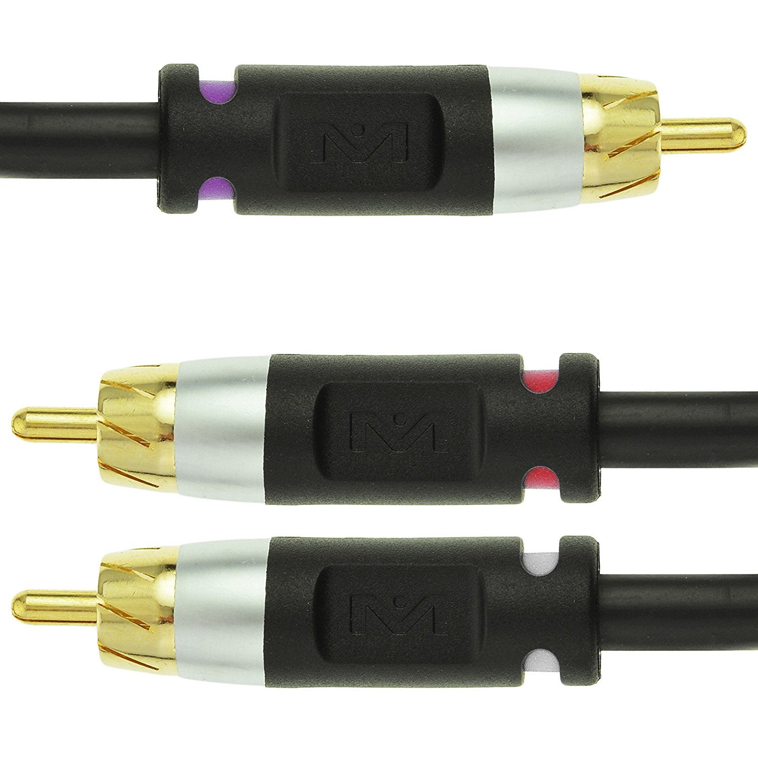 Mediabridge ULTRA Series RCA Y-Adapter (8 Feet) - 1-Male to 2-Male for Digital Audio or Subwoofer - Dual Shielded with RCA to RCA Gold-Plated Connectors - Black - (Part# CYA-1M2M-8B ) - image 2 of 4