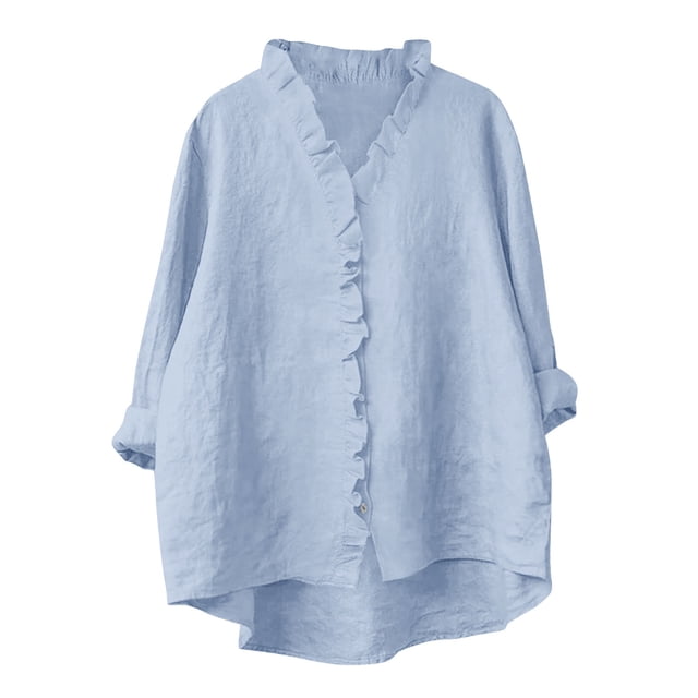 Vestidos Casuales Para Mujer, Blusas De Mujer De Moda Moda de verano para mujer, cuello en V, ocio, manga tres cuartos, color liso