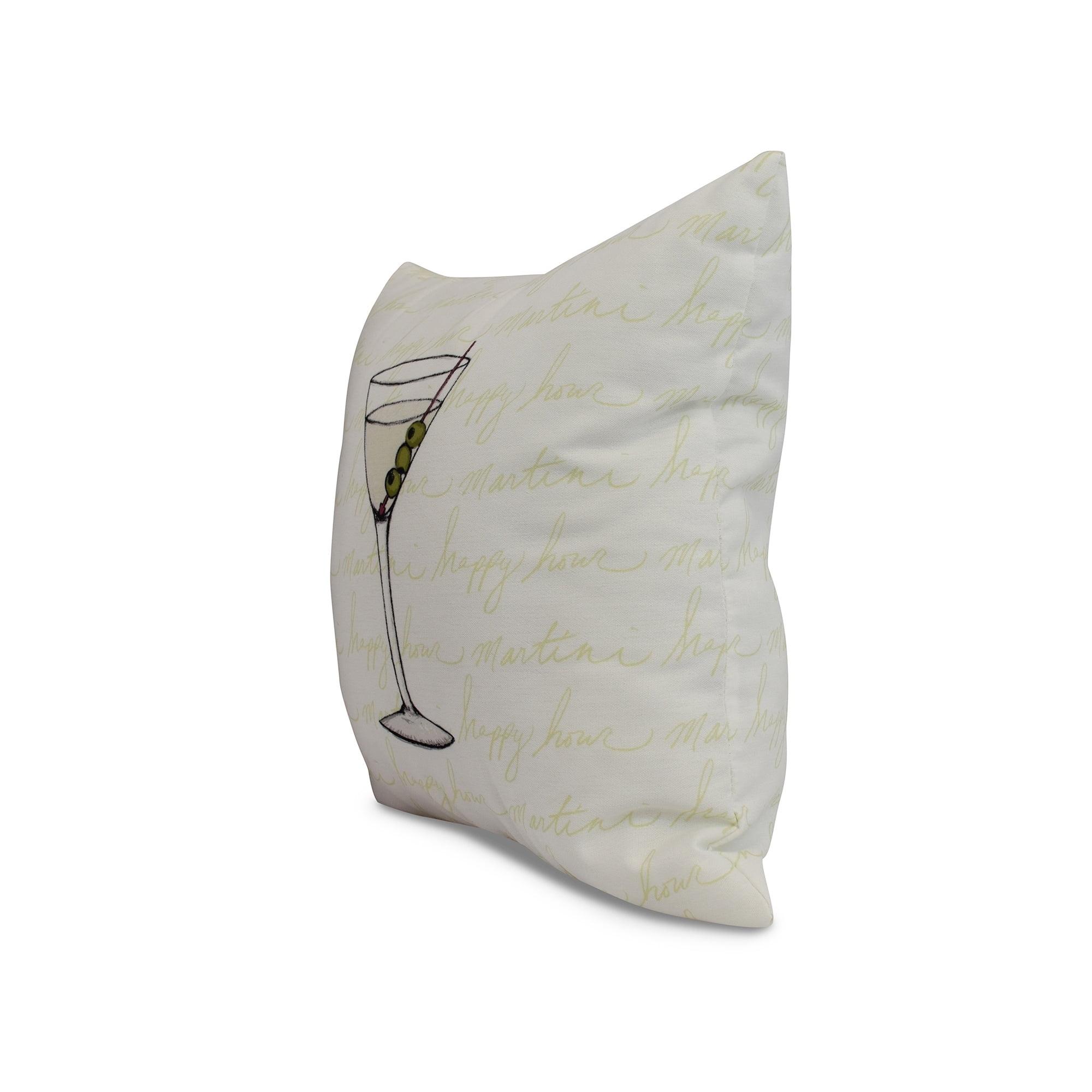 Simply Daisy, 16 x 16inch, Martini Glass Text Fade Geometric Print Pillow, Light Green