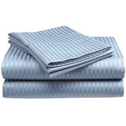 Deluxe Home 100% Cotton 400 Thread Count Dobby Stripe Sheet Set ( QUEEN, Light Blue)